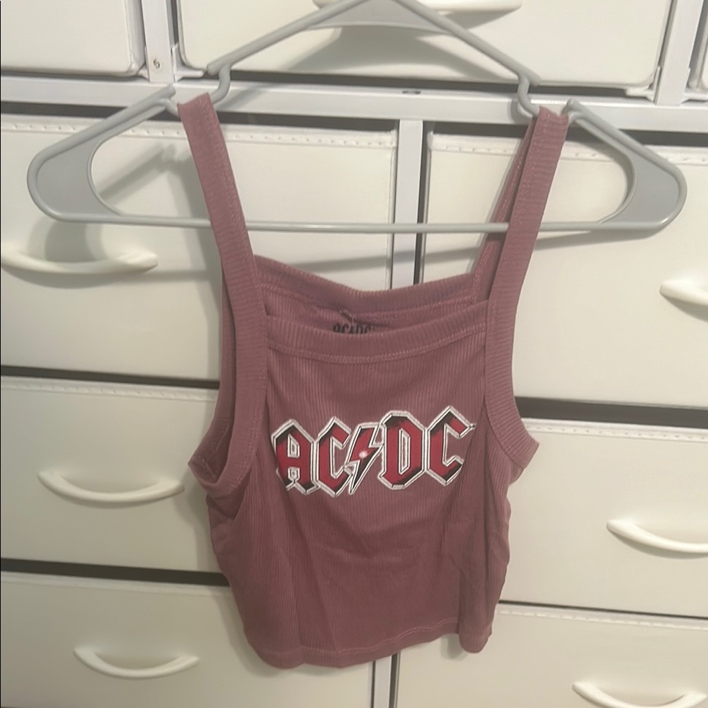 AC/DC Pink Graphic Crop Tank Top